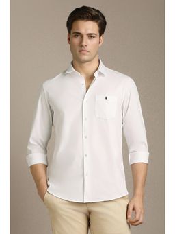 Louis Philippe - White Textured Collar Neck Shirt