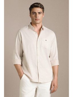Louis Philippe - Beige Floral Collar Neck Shirt
