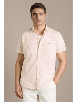 Louis Philippe - Beige Floral Collar Neck Shirt