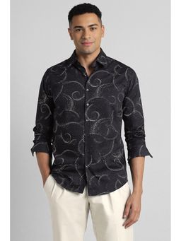Simon Carter - Black Printed Collar Neck Shirt