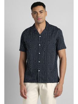 Simon Carter - Black Printed Collar Neck Shirt