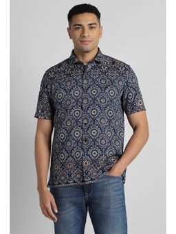 Simon Carter - Navy Blue Printed Collar Neck Shirt