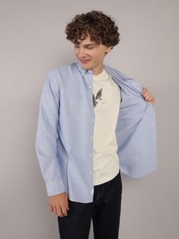 American Eagle - Blue Solid Collar Neck Shirt