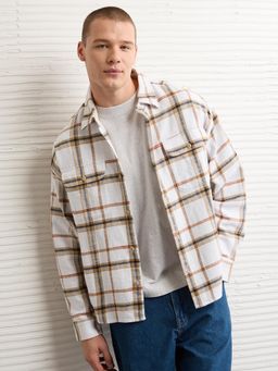 American Eagle - White Checks Collar Neck Shirt