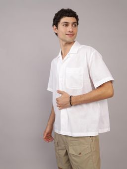 American Eagle - White Solid Collar Neck Shirt