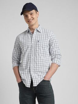 American Eagle - White Checks Collar Neck Shirt