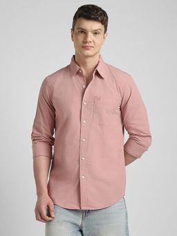 American Eagle - Pink Solid Collar Neck Shirt