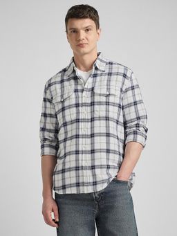 American Eagle - White Checks Collar Neck Shirt
