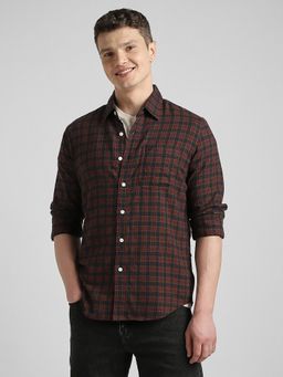 American Eagle - Navy Blue Checks Collar Neck Shirt