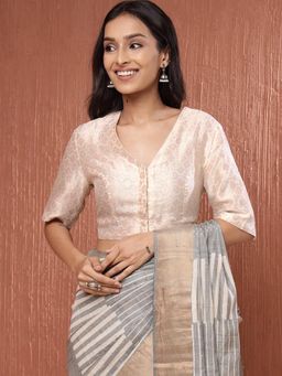 Fabindia - Off White Cotton Silk Woven Stitched Blouse