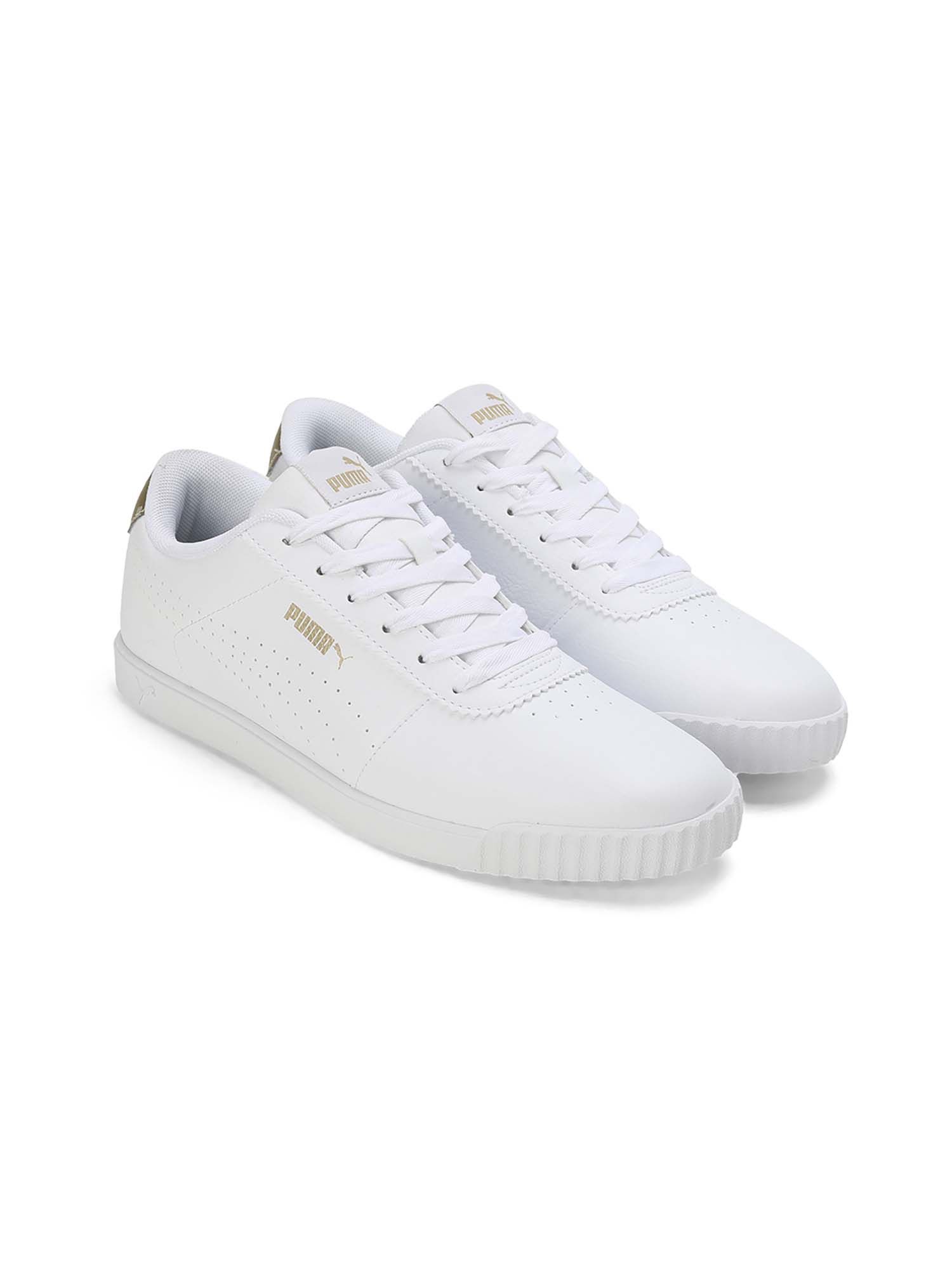 Buy Puma Carina Slim Perf Womens Off White \u0026 Gold Sneakers Online