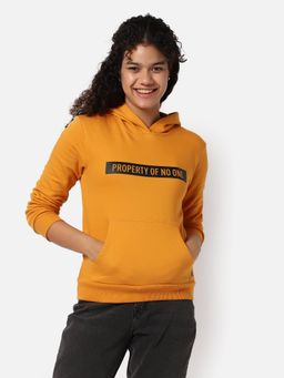 PINACOLADA - Womens Printed Hoodie Sweatshirt Mustard