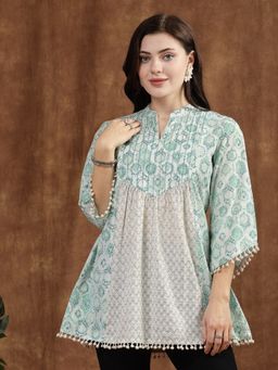 Nayam by lakshita - Women's Green Printed Cotton Tunic