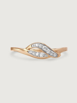 Mia by Tanishq - Wavelit Leaves 14 Kt Gold & Diamond Finger Ring