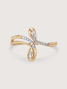 Mia by Tanishq - Flowing Sparkle 14 Kt Gold & Diamond Finger Ring