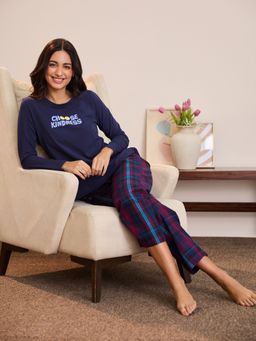 Nykd by Nykaa - Essential Long Sleeve Graphic Tee - NYS802 - Navy