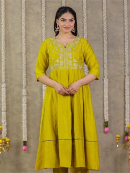 ARAMYA - Green Vertigan Kurta for Women