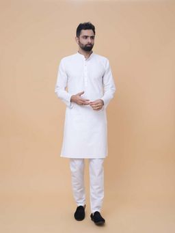 EKATVA ETHNIC - Men White Pure Cotton Self Jacquard Kurta Pant