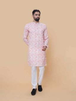 EKATVA ETHNIC - Men Pink Printed Kurta with Pant