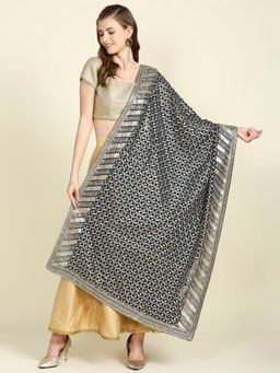 Dupatta Bazaar - Womens Peacock Blue Georgette Dupatta with Heavy Embroidery