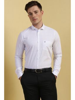Allen Solly - Men White Slim Fit Print Full Sleeves Formal Shirt