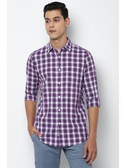 Allen Solly - Men Purple Slim Fit Check Full Sleeves Casual Shirt
