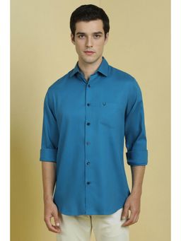 Allen Solly - Men Blue Slim Fit Textured Full Sleeves Casual Shirt