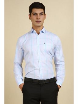 Allen Solly - Men Light Blue Slim Fit Check Full Sleeves Formal Shirt