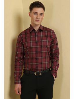 Allen Solly - Men Maroon Slim Fit Check Full Sleeves Formal Shirt