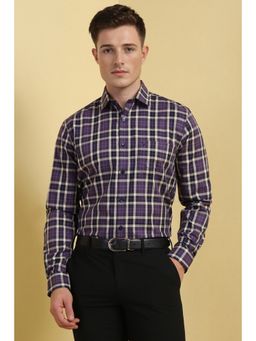 Allen Solly - Men Purple Slim Fit Check Full Sleeves Formal Shirt