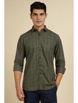 Allen Solly - Men Olive Slim Fit Check Full Sleeves Casual Shirt