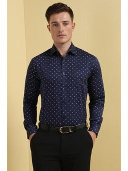 Allen Solly - Men Navy Slim Fit Print Full Sleeves Formal Shirt