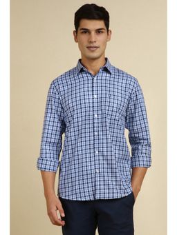 Allen Solly - Men Blue Slim Fit Check Full Sleeves Casual Shirt