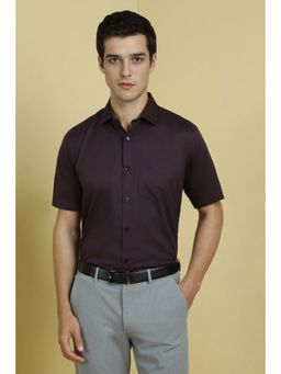 Allen Solly - Men Purple Slim Fit Textured Half Sleeves Formal Shirt