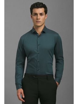 Louis Philippe - Men Green Super Slim Fit Print Full Sleeves Casual Shirt
