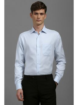 Louis Philippe - Men Light Blue Classic Fit Textured Full Sleeves Formal Shirt