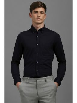Louis Philippe - Men Black Slim Fit Solid Full Sleeves Formal Shirt