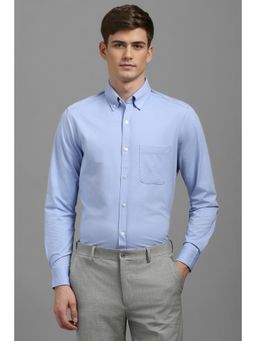 Louis Philippe - Men Blue Slim Fit Solid Full Sleeves Formal Shirt