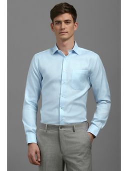 Louis Philippe - Men Light Blue Slim Fit Textured Full Sleeves Formal Shirt