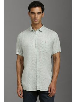 Louis Philippe - Men Grey Slim Fit Print Half Sleeves Casual Shirt