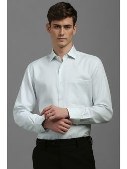 Louis Philippe - Men Light Blue Classic Fit Textured Full Sleeves Formal Shirt