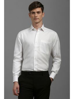 Louis Philippe - Men White Classic Fit Textured Full Sleeves Formal Shirt