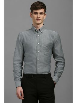 Louis Philippe - Men Grey Slim Fit Print Full Sleeves Casual Shirt