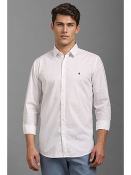 Louis Philippe - Men White Super Slim Fit Print Full Sleeves Casual Shirt