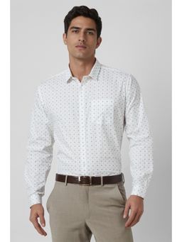 Van Heusen - Men White Slim Fit Print Full Sleeves Party Shirt