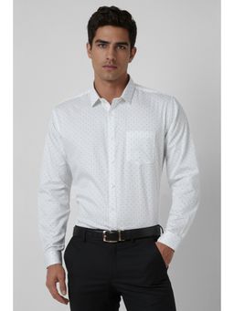 Van Heusen - Men White Slim Fit Print Full Sleeves Party Shirt