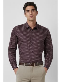 Van Heusen - Men Maroon Slim Fit Print Full Sleeves Party Shirt