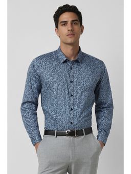 Van Heusen - Men Blue Slim Fit Print Full Sleeves Party Shirt