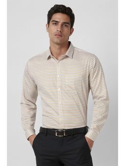 Van Heusen - Men Beige Slim Fit Print Full Sleeves Party Shirt
