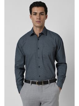 Van Heusen - Men Blue Regular Fit Print Full Sleeves Wedding Shirt